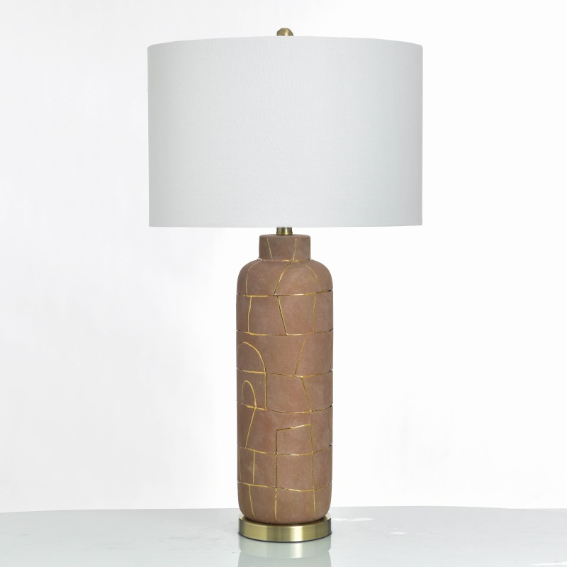 Cracked Red Ceramic Table Lamp