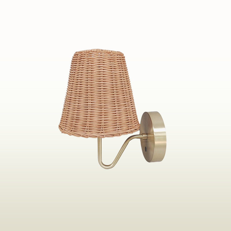 Gold Rattan Wall Lamp for Living Room