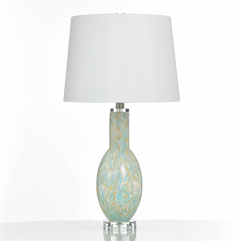 Green Patterned Glass Table Lamp