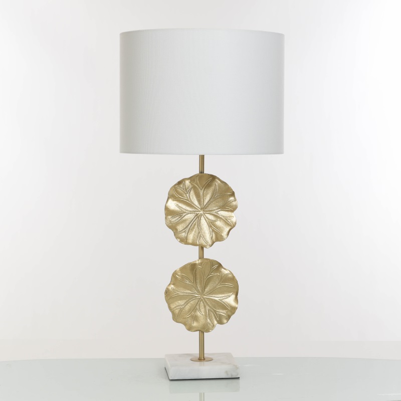Gold Leaf Marble Table Lamp