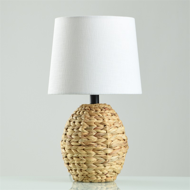White Rattan Table Lamp